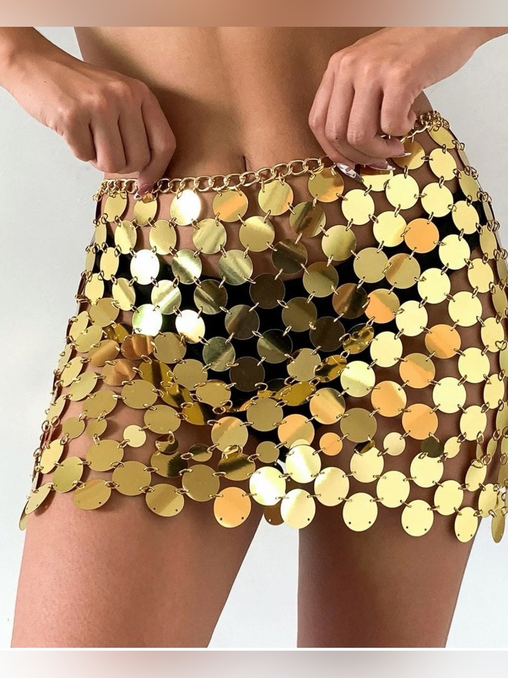 12th Tribe Gold Coin Mesh Mini Skirt